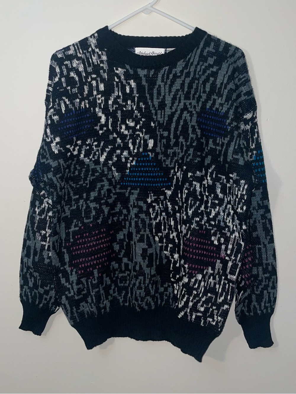 VTG 80s/90s Michael Gerald Geometric Abstract Knit Eclectic Grandpa Sweater